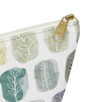 Watercolor Leaf Stamp Accessory Pouch w T-bottom in Teal
